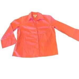 Talbots Womens Wrinkle-Resistant Button-Down Shirt Size 6 Salmon Pink‎